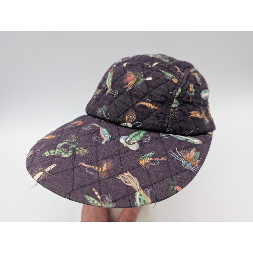 Vera Bradley Fishing Lure Quilted Cotton Hat Made in USA Purple Long Brim Cap